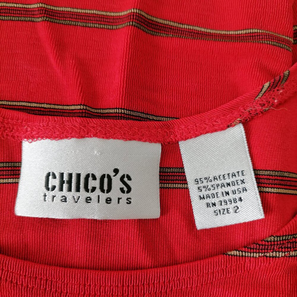 Travelers By Chico's Womens Red Y2K Preppy Striped Tank Top Size 2 US Large - Picture 5 of 6
